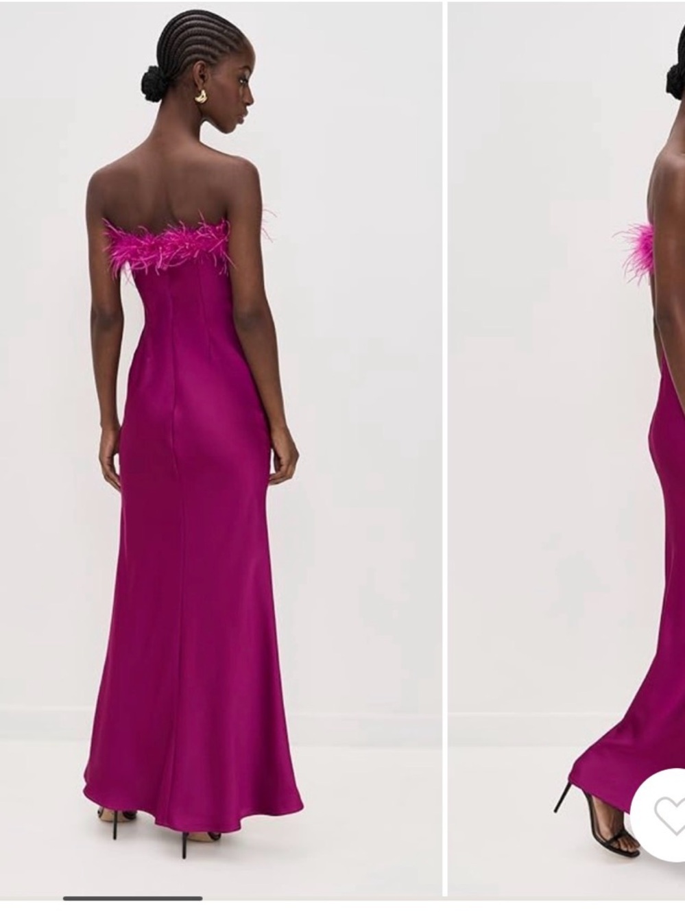 Strapless Feather-Trim Gown - Magenta - Picture 8 of 8